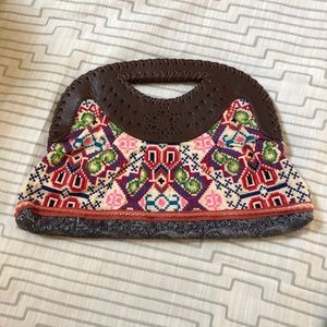Anthropologie embroidered handheld bag